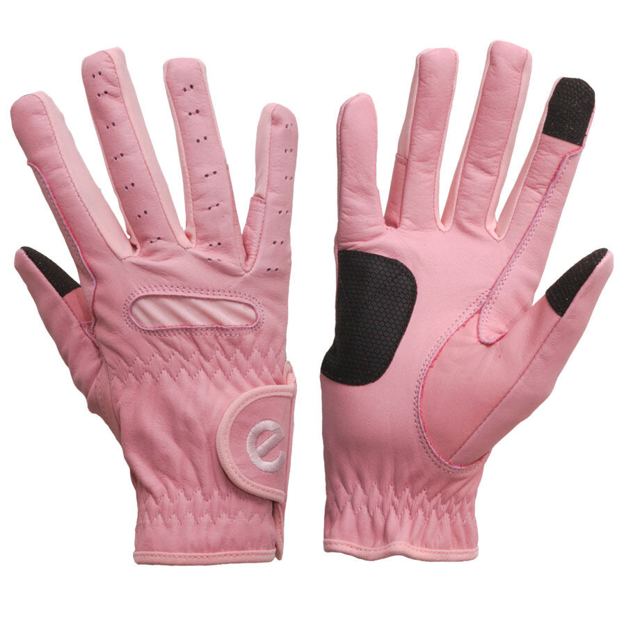 eQUEST GripPro LEATHER Equestrian Riding Gloves - Blush Pink