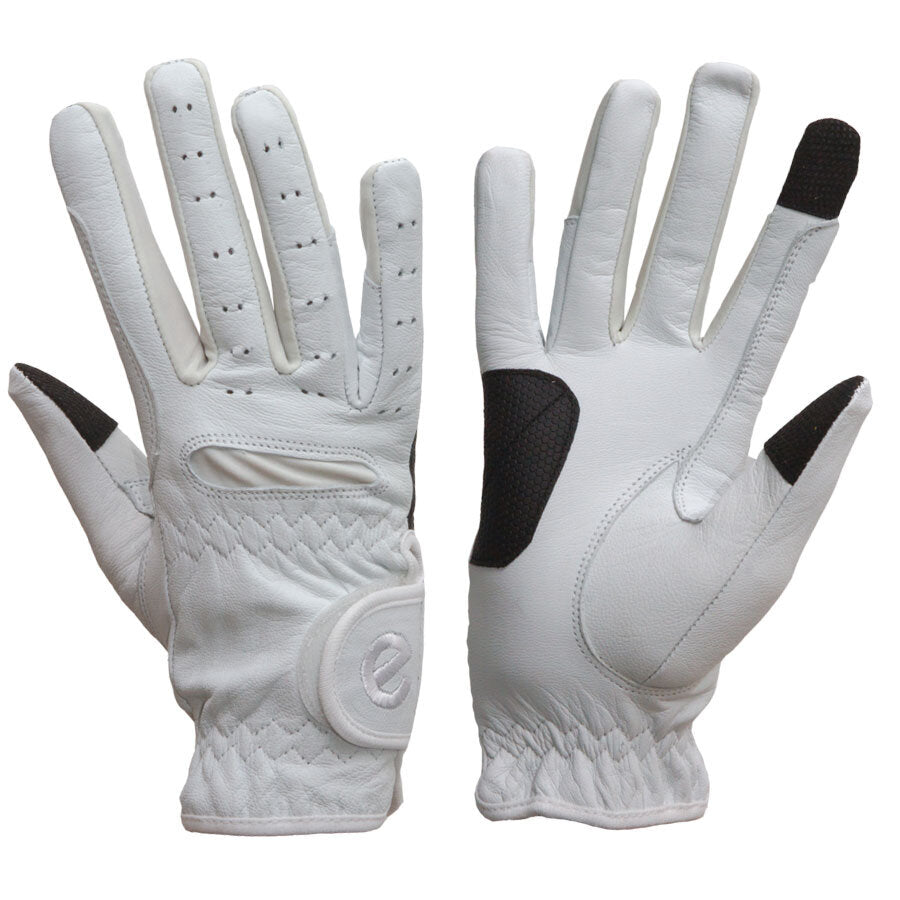 eQUEST GripPro LEATHER Equestrian Riding Gloves - White