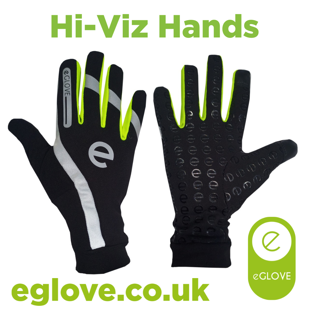 High visibility reflective running gloves for low light safety and performance