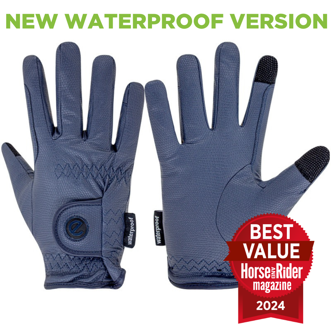 eQUEST GripPro Winter Edition WATERPROOF - Award winning Waterproof Winter Equestrian Riding Gloves - Blue - END OF SEASON SALE