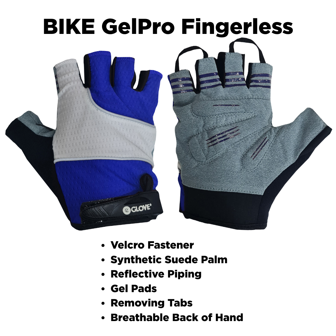 BIKE GelPro Fingerless Cycling Gloves - Lightweight Grip and Protection - Blue