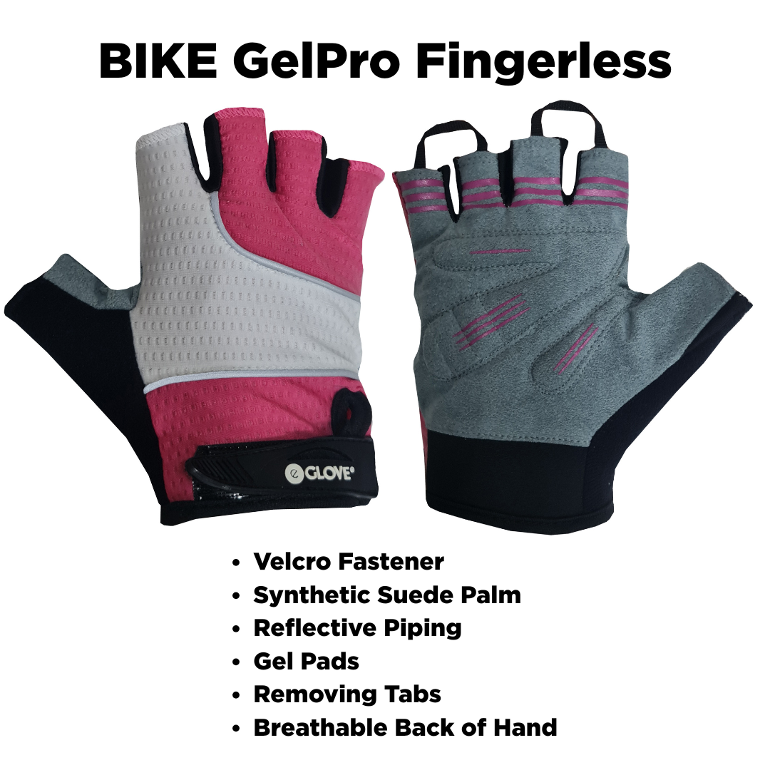 BIKE GelPro Fingerless Cycling Gloves - Lightweight Grip and Protection - Pink