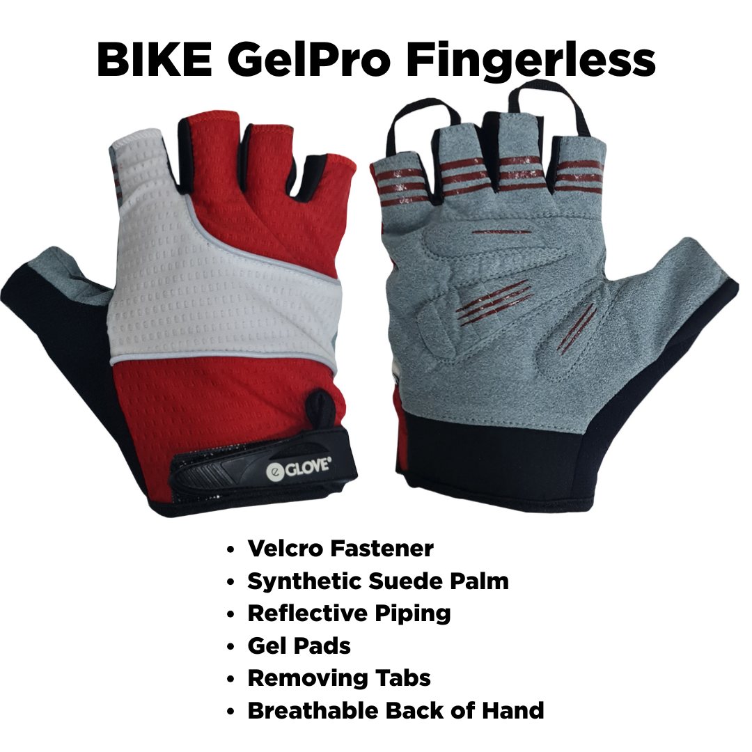 BIKE GelPro Fingerless Cycling Gloves - Lightweight Grip and Protection - Red