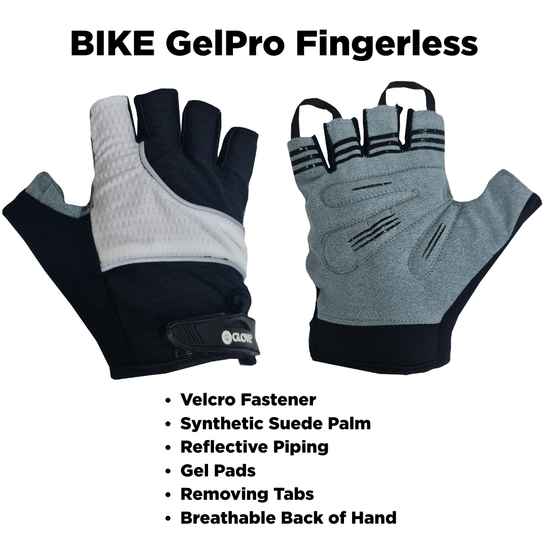 BIKE GelPro Fingerless Cycling Gloves - Lightweight Grip and Protection - Black