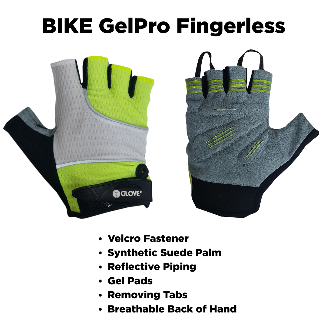 BIKE GelPro Fingerless Cycling Gloves - Lightweight Grip and Protection - Flouro Yellow