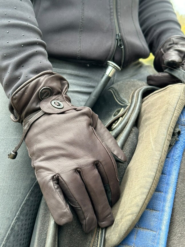eQUEST GripPro Western Equestrian Riding Gloves  - Leather - Thinsulate Lined - Brown