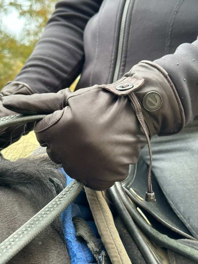 eQUEST GripPro Western Equestrian Riding Gloves  - Leather - Thinsulate Lined - Brown