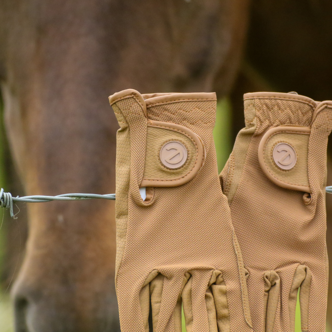 eQUEST GripPro X-LITE Lightweight Equestrian Gloves - Caramel - Plain Cuff