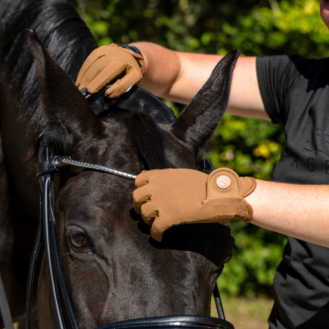 eQUEST GripPro X-LITE Lightweight Equestrian Gloves - Caramel - Plain Cuff