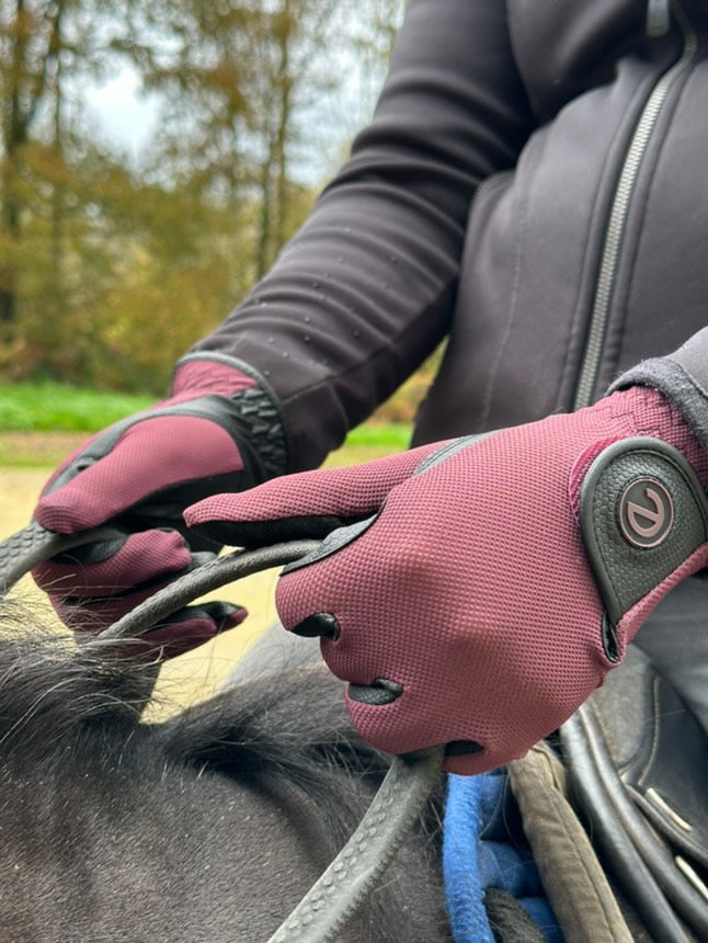 eQUEST GripPro X-LITE Lightweight Equestrian Gloves - Merlot - Plain Cuff