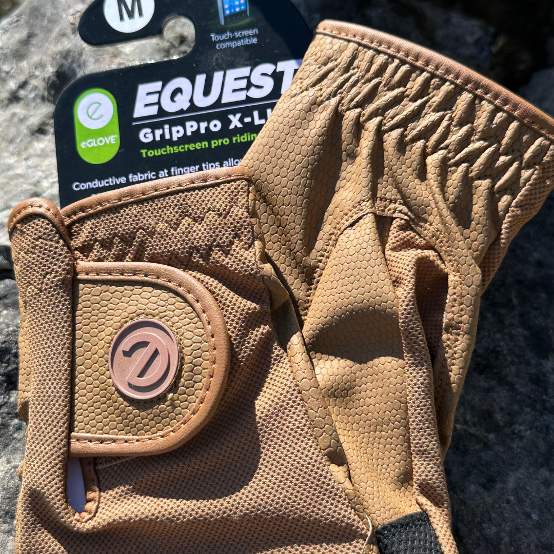 eQUEST GripPro X-LITE Lightweight Equestrian Gloves - Caramel - Plain Cuff