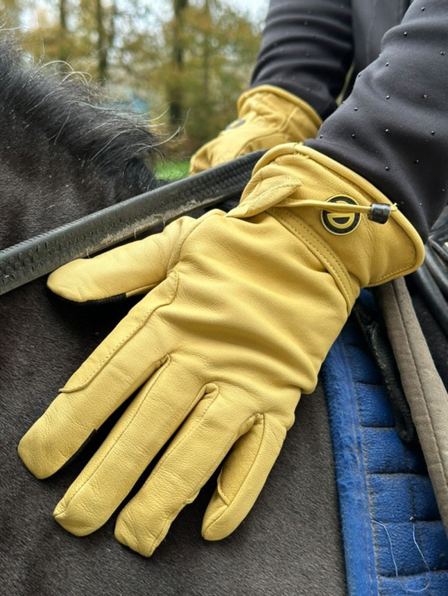 eQUEST GripPro Western Equestrian Riding Gloves  - Leather - Thinsulate Lined - Classic Yellow
