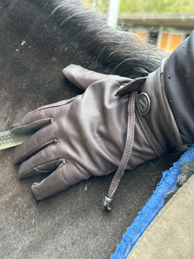 eQUEST GripPro Western Equestrian Riding Gloves  - Leather - Thinsulate Lined - Brown