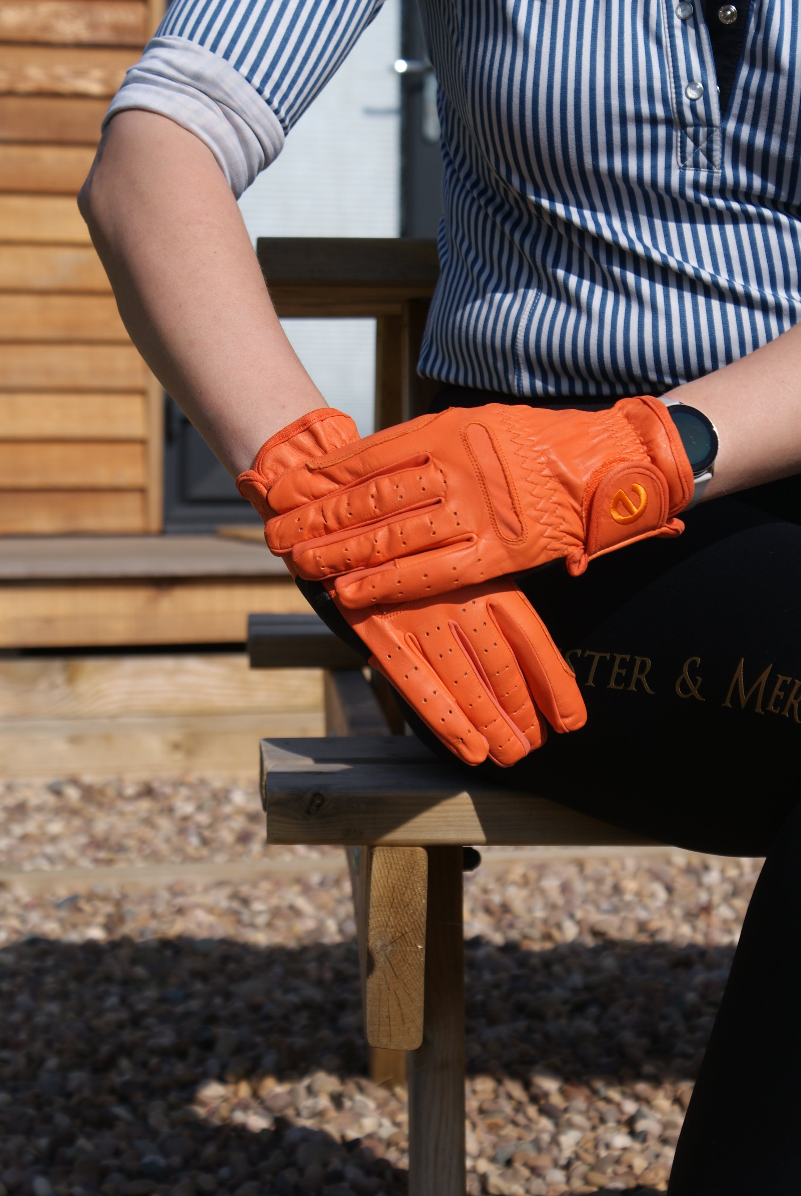 eQUEST GripPro LEATHER - Equestrian Riding Gloves - Orange