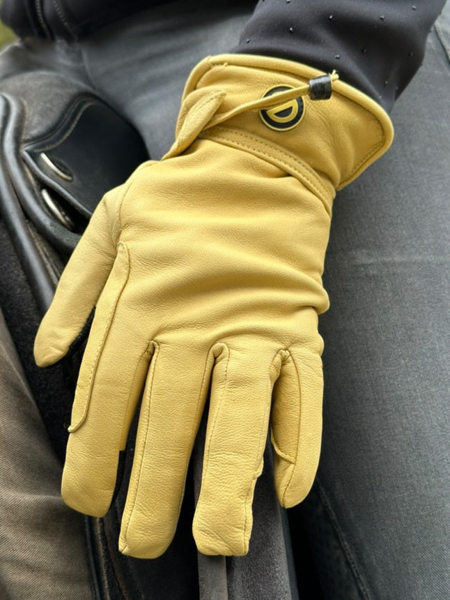 eQUEST GripPro Western Equestrian Riding Gloves  - Leather - Thinsulate Lined - Classic Yellow