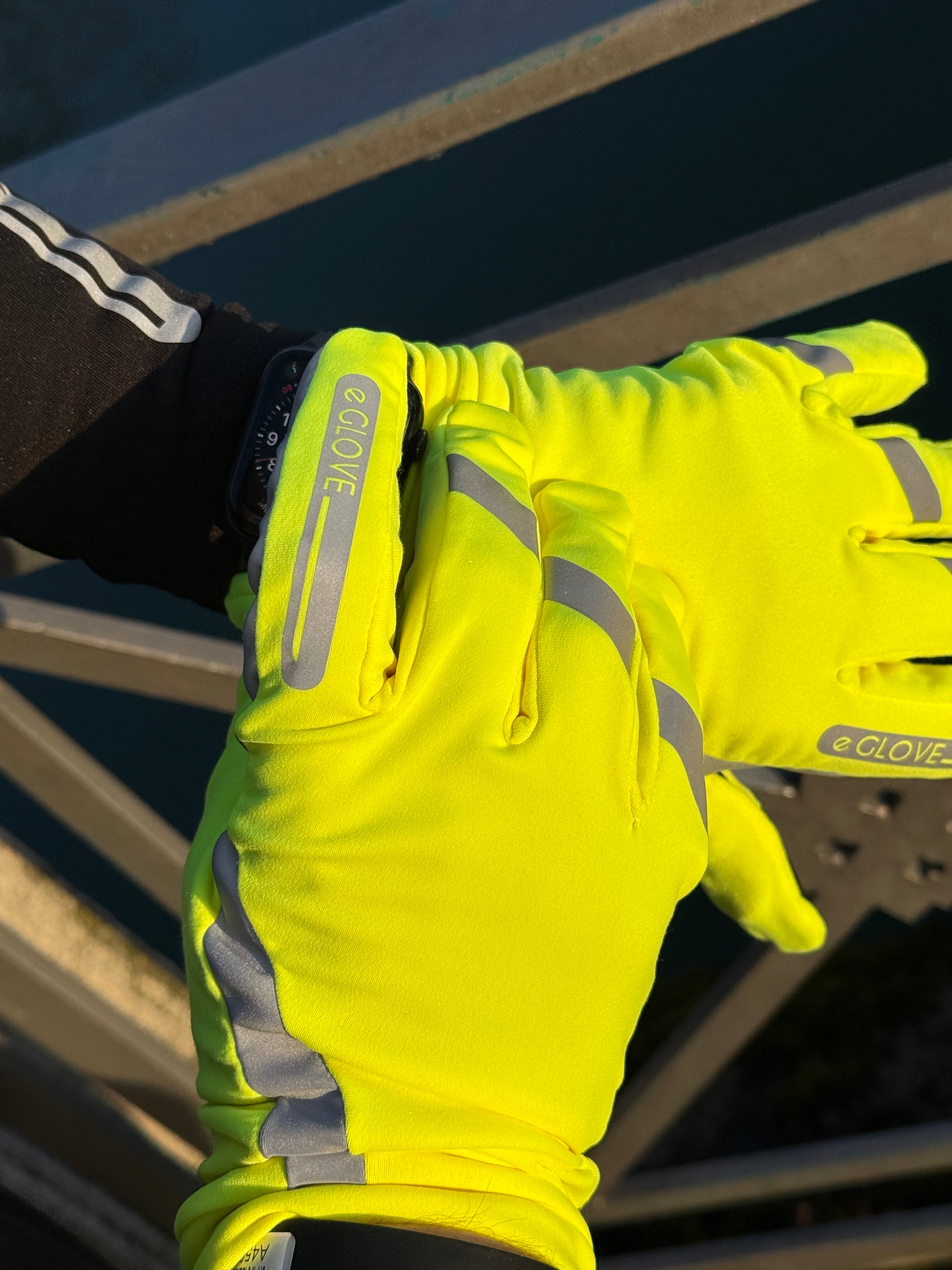 eGLOVE Hi-Vis Run Gloves – Fluoro Yellow | Touchscreen Running Gloves