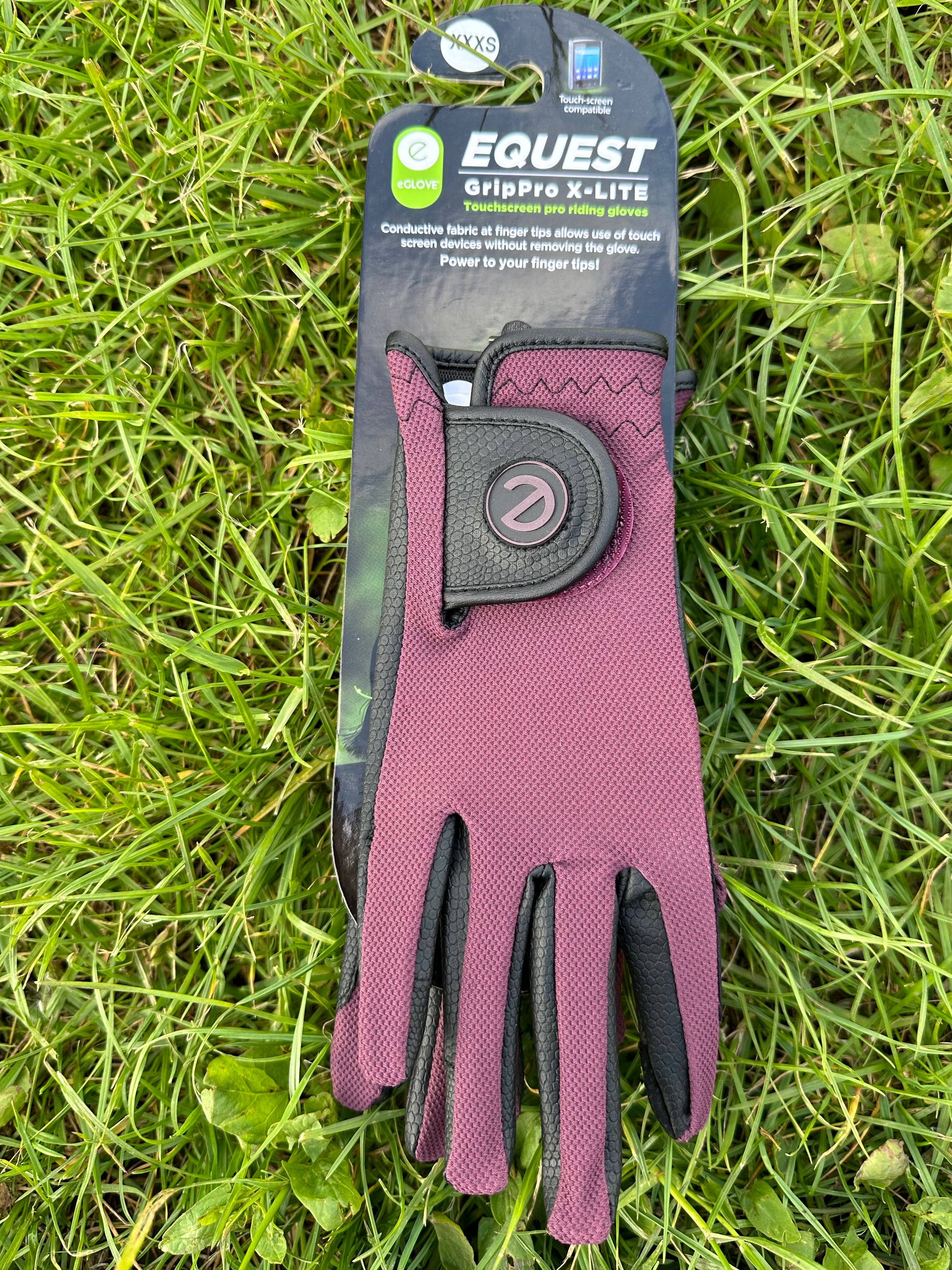 eQUEST GripPro X-LITE Lightweight Equestrian Gloves - Merlot - Plain Cuff