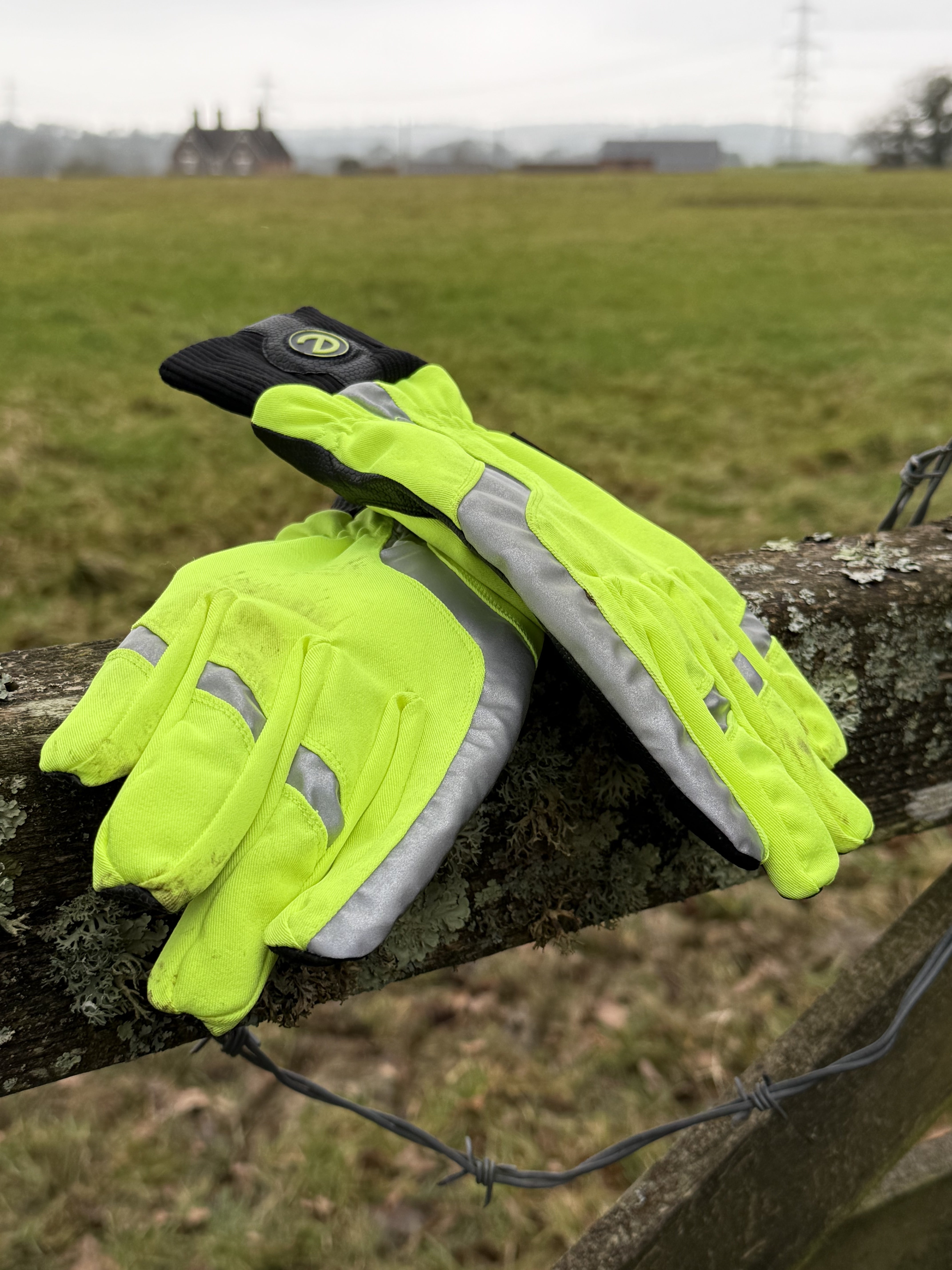 eQUEST Waterproof - Award Winning Waterproof Equestrian Riding & Yard Gloves - HiViz Reflective Yellow