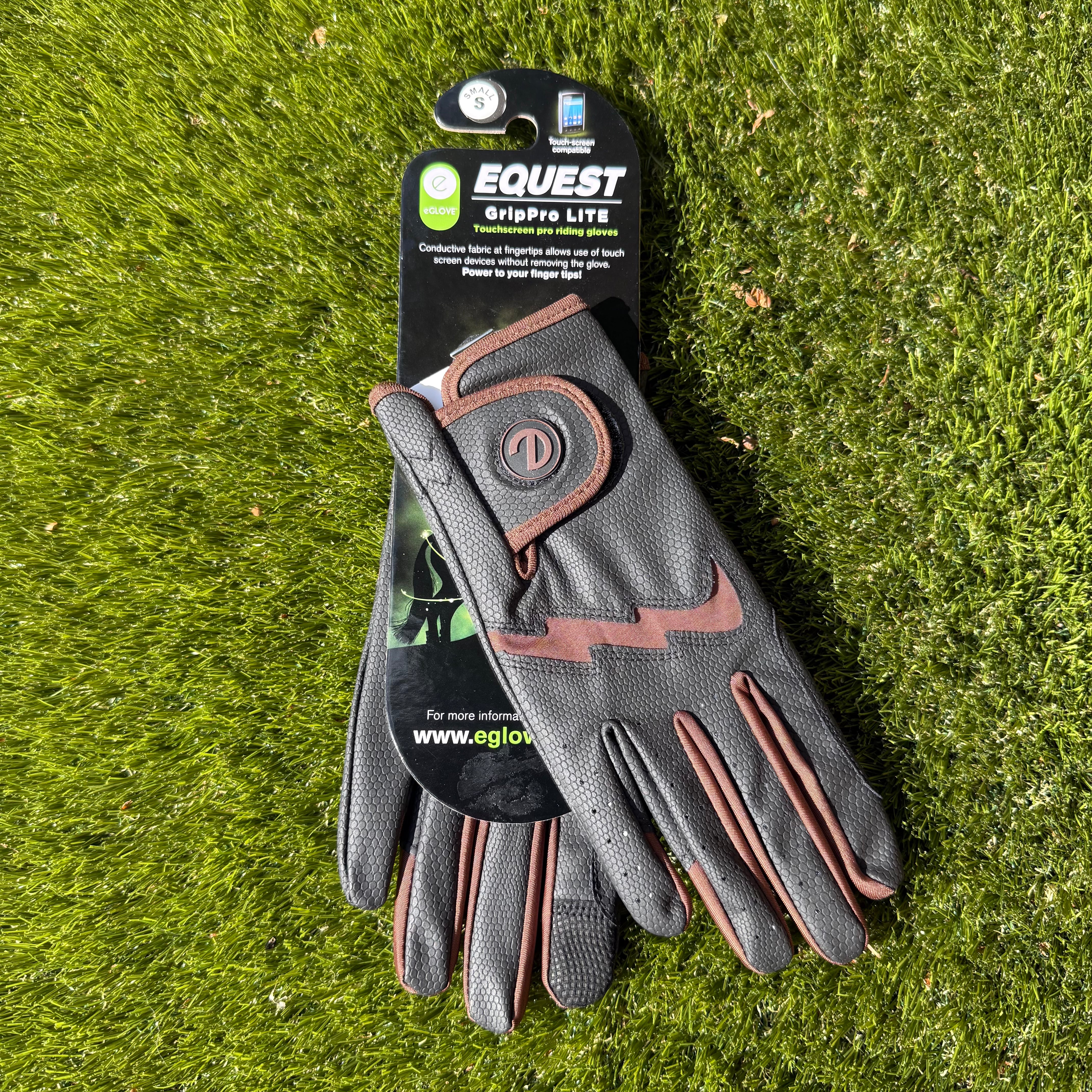 eQUEST GripPro LITE v3 Equestrian Gloves - Black / Brown (NEW!)