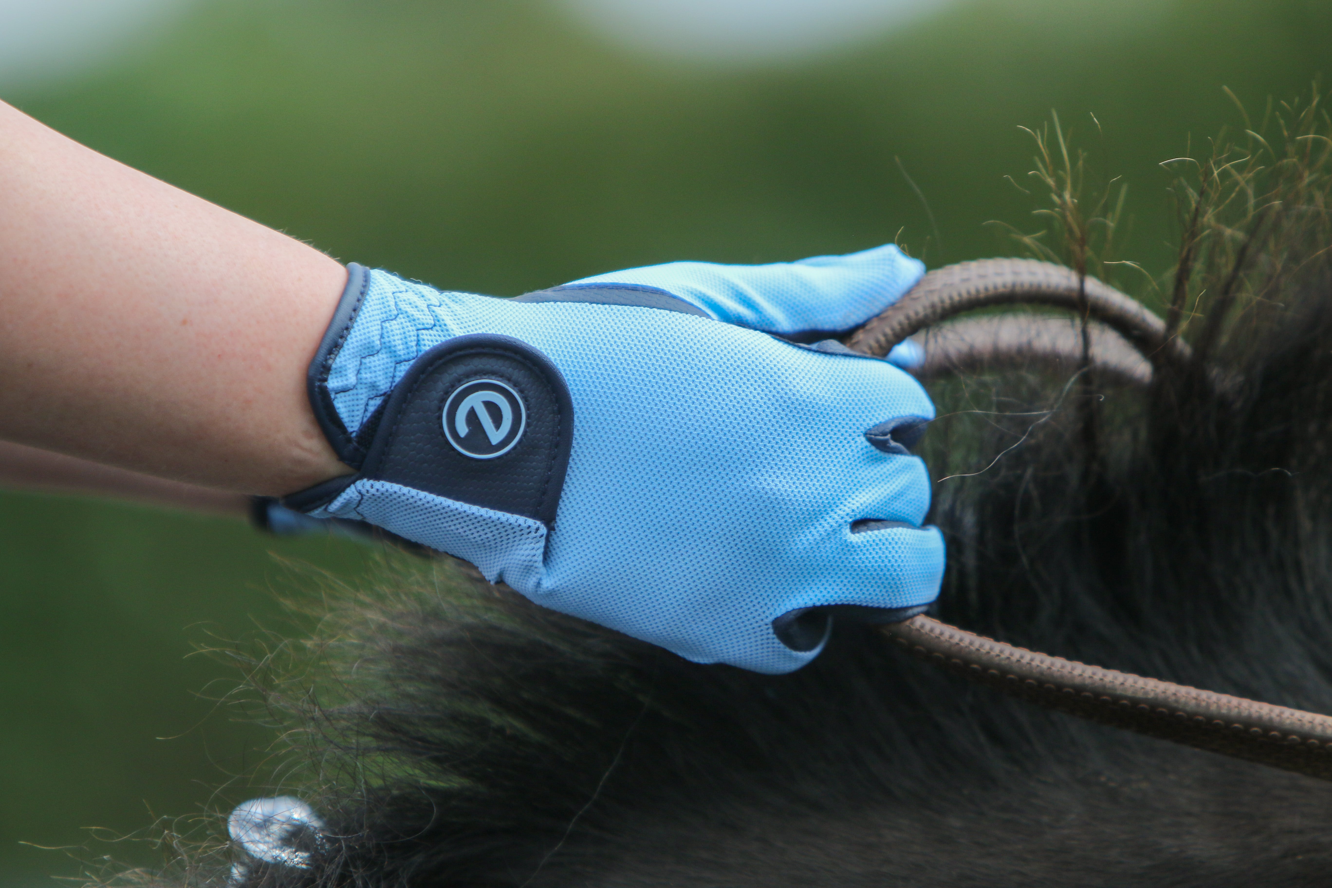 eQUEST GripPro X-LITE Lightweight Equestrian Gloves - Baby Blue - Plain Cuff