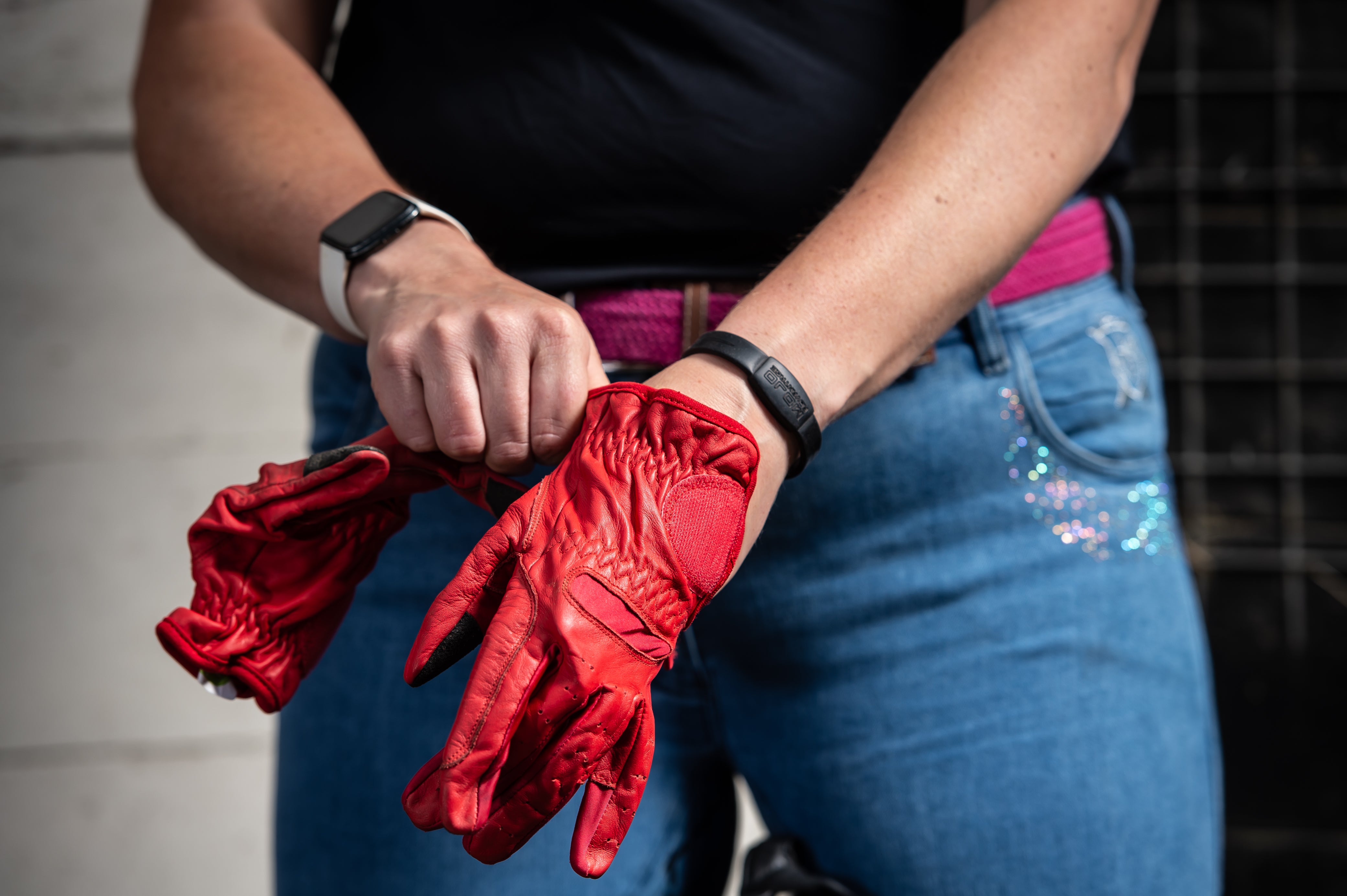 eQUEST GripPro LEATHER Equestrian Riding Gloves - Chilli Red - RETIREMENT SALE