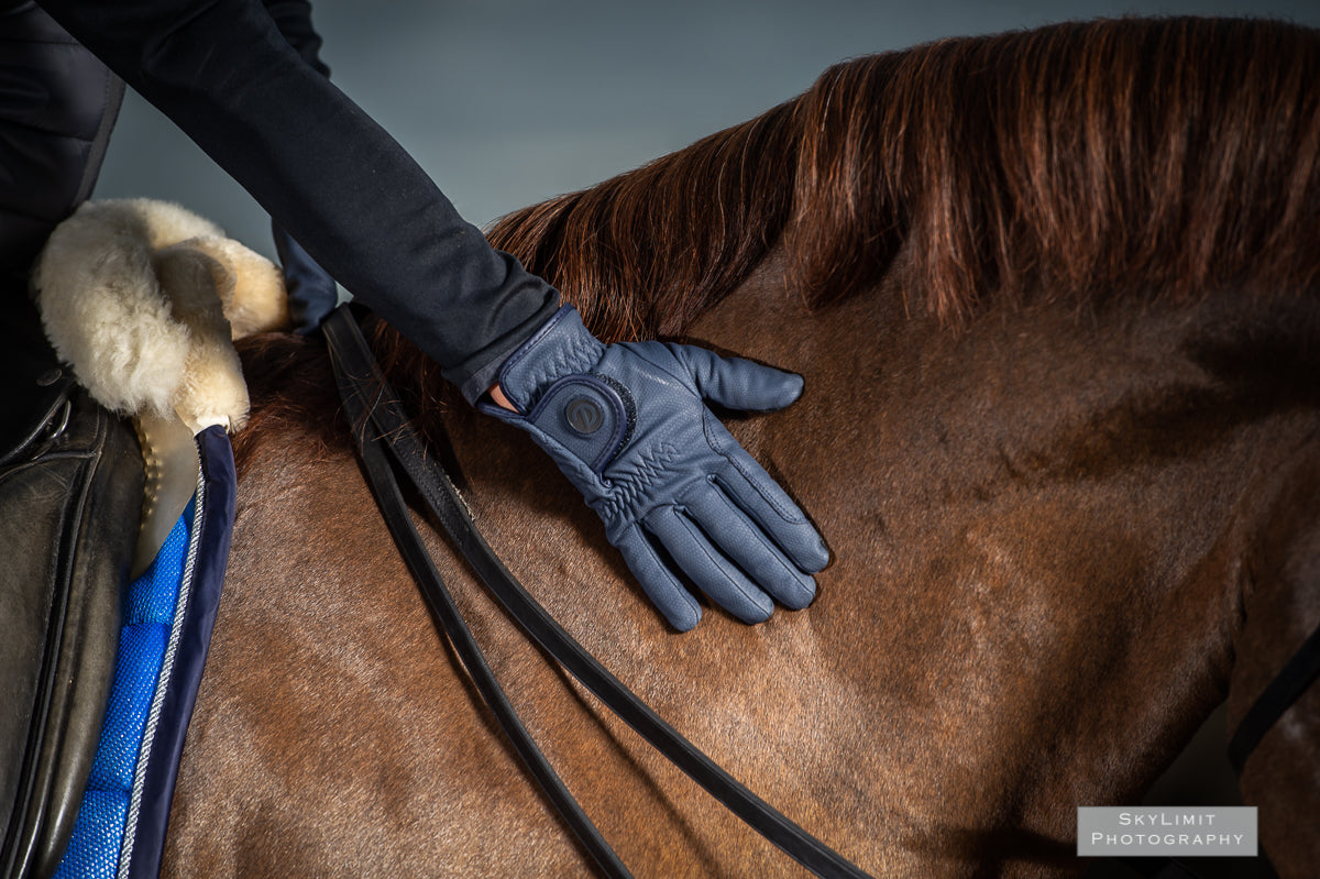 eQUEST GripPro Winter Edition WATERPROOF - Award winning Waterproof Winter Equestrian Riding Gloves - Blue - END OF SEASON SALE