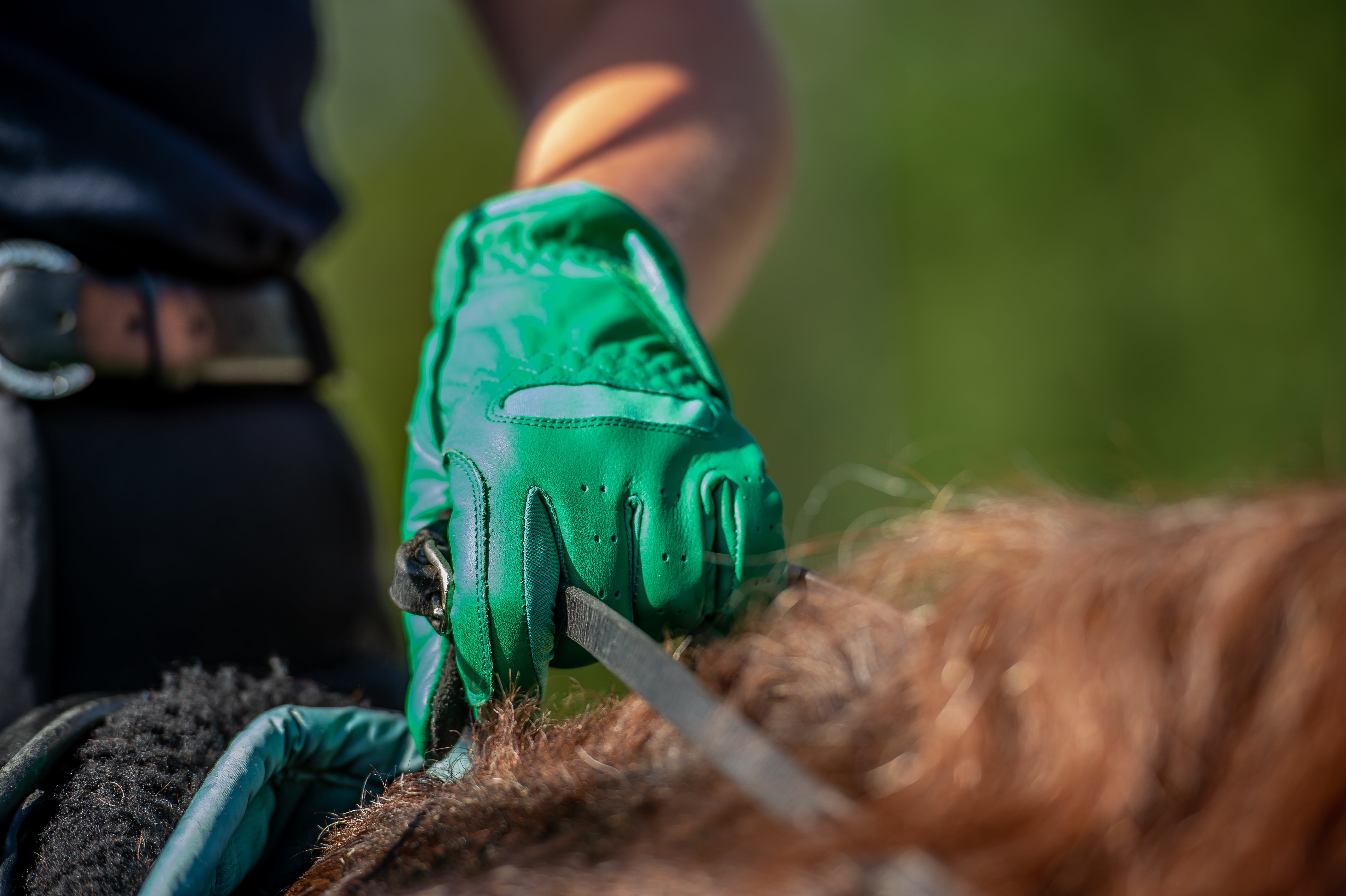 eQUEST GripPro LEATHER - Equestrian Riding Gloves - Jade Green