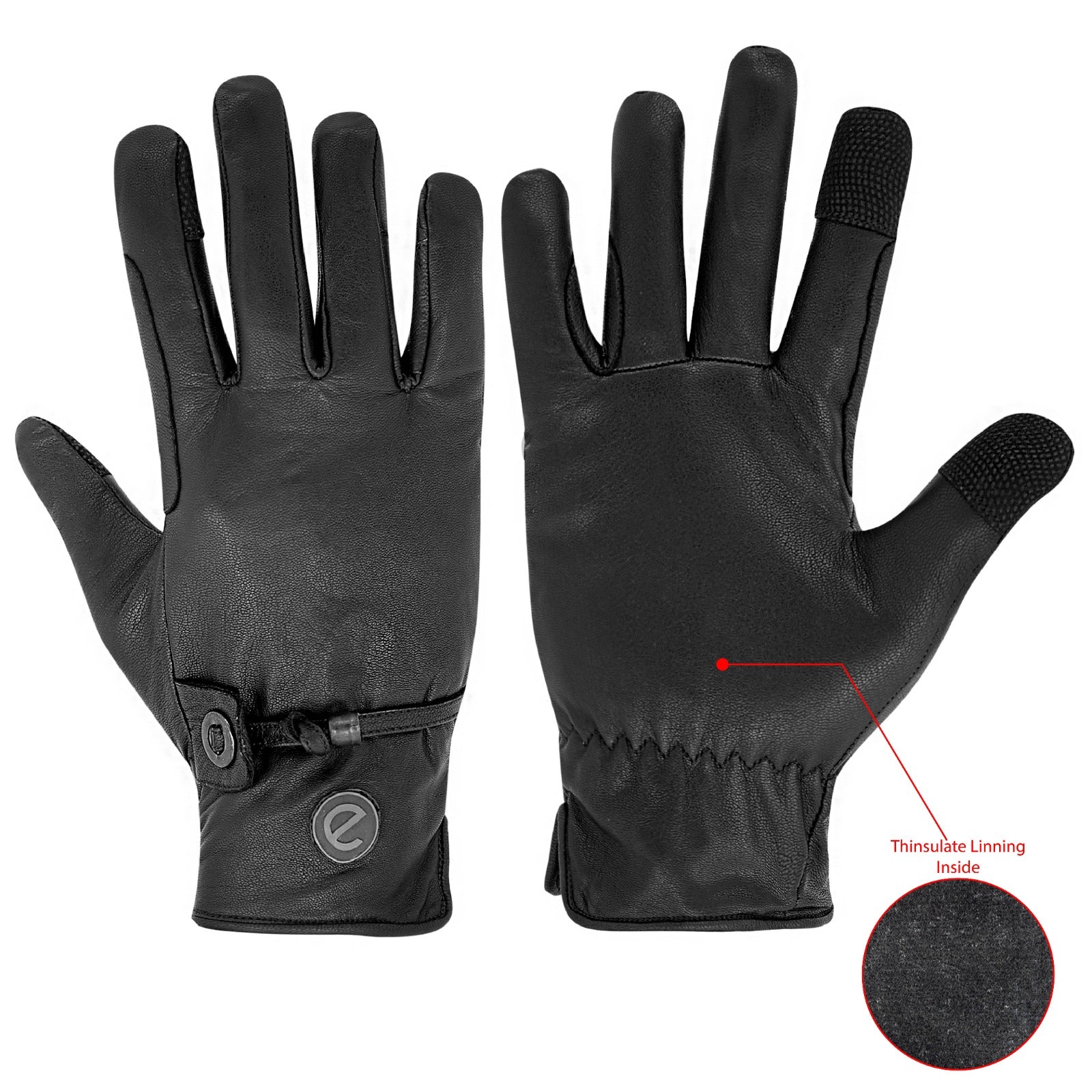 eQUEST GripPro Western Equestrian Riding Gloves  - Leather - Thinsulate Lined - Black