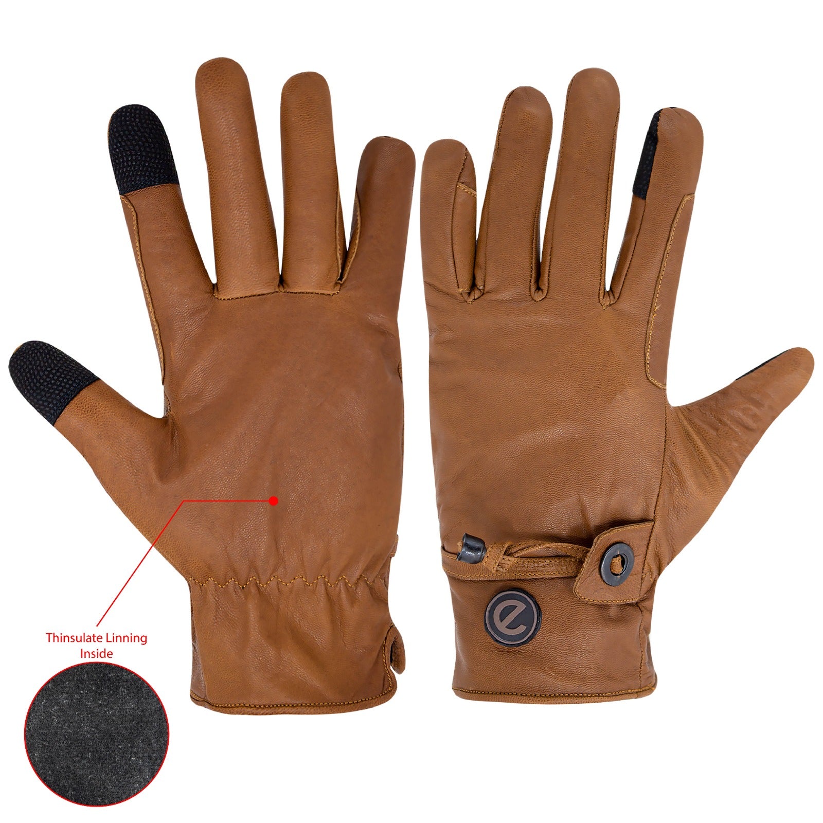 eQUEST GripPro Western Equestrian Riding Gloves - Leather - Thinsulate Lined - Tan