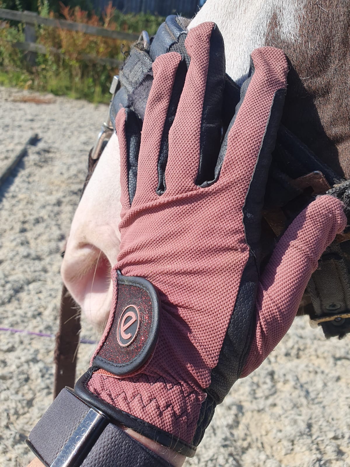 eQUEST GripPro X-LITE Lightweight Equestrian Gloves - Coral - Glitter Cuff