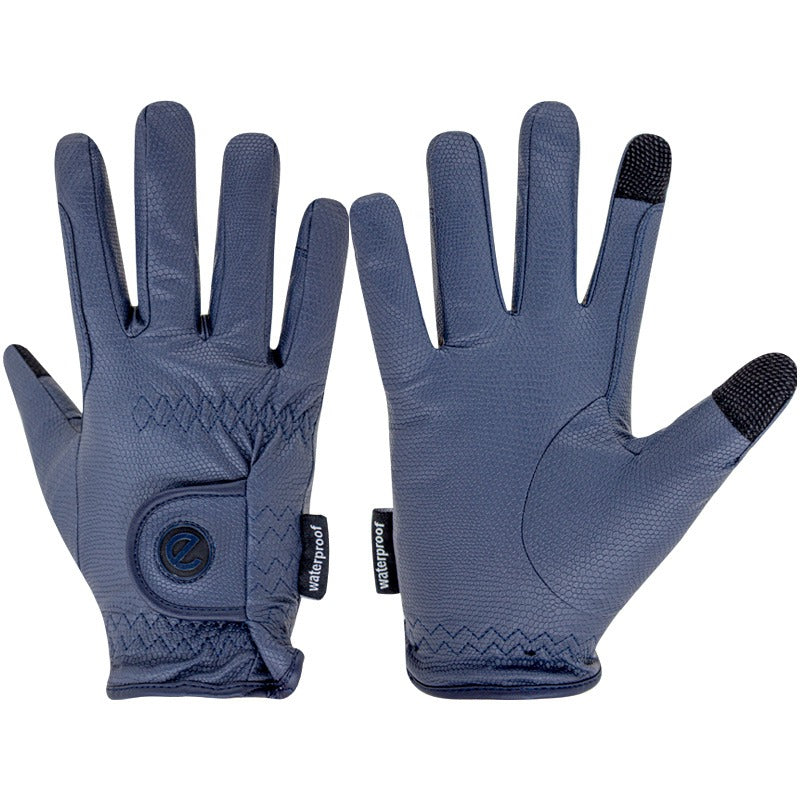 eQUEST GripPro Winter Edition WATERPROOF - Award winning Waterproof Winter Equestrian Riding Gloves - Blue - END OF SEASON SALE