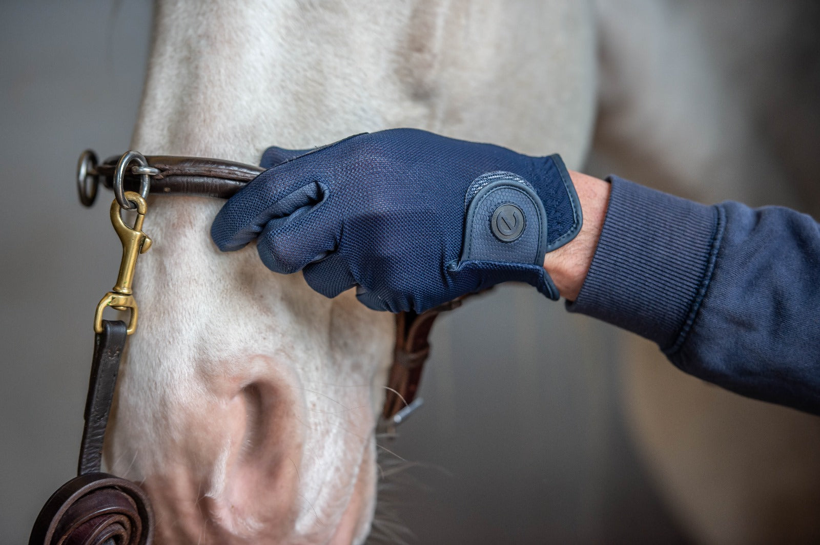 eQUEST GripPro X-LITE Lightweight Equestrian Gloves - Blue - Plain Cuff