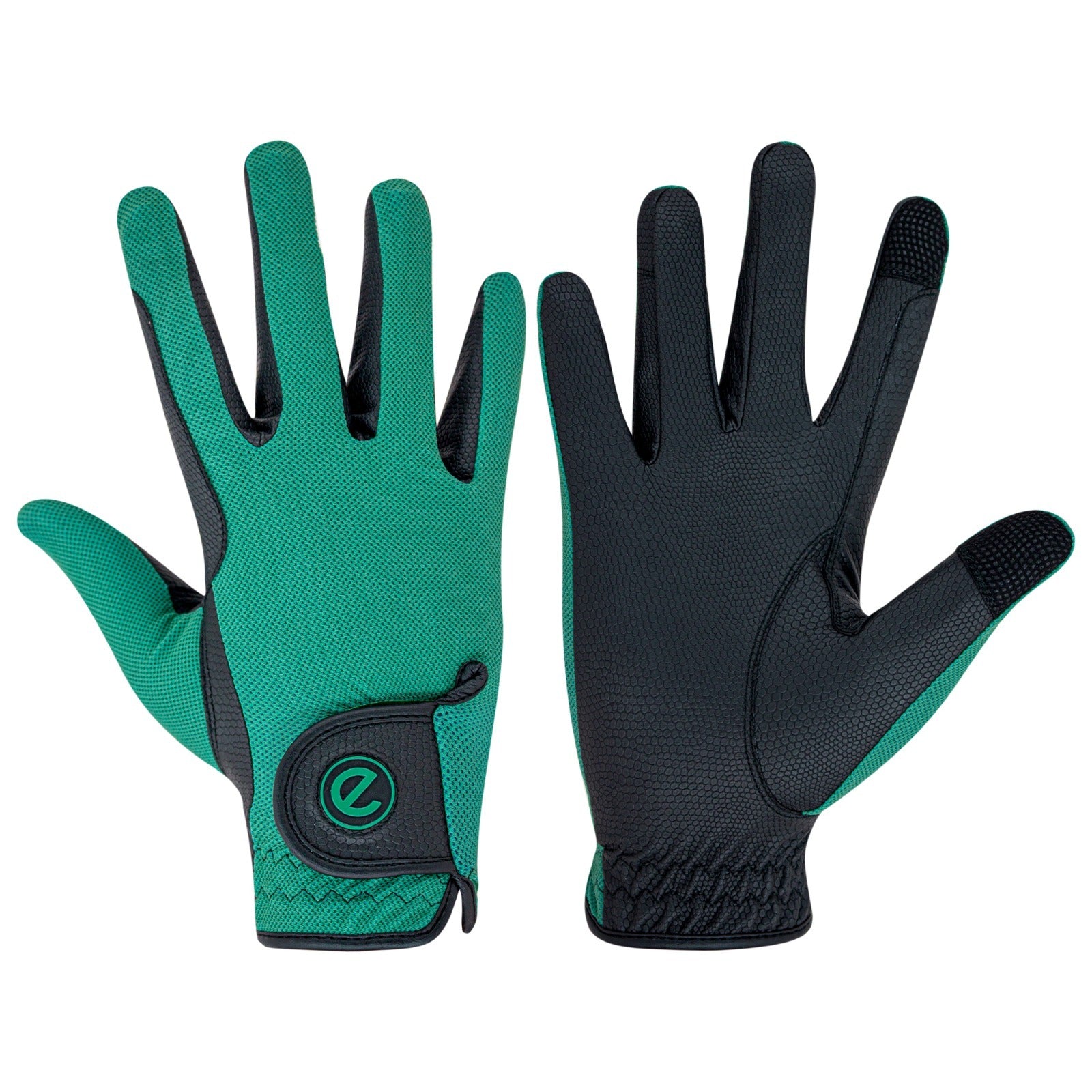 eQUEST GripPro X-LITE Lightweight Equestrian Gloves - Alpine Green - Plain Cuff