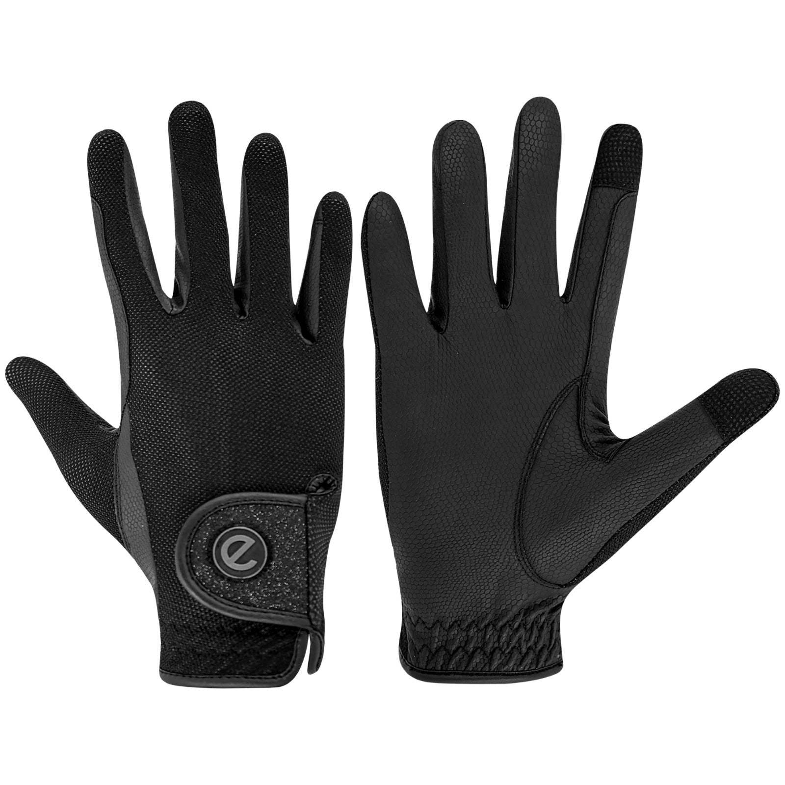eQUEST GripPro X-LITE Lightweight Equestrian Gloves - Black - Black Glitter Cuff