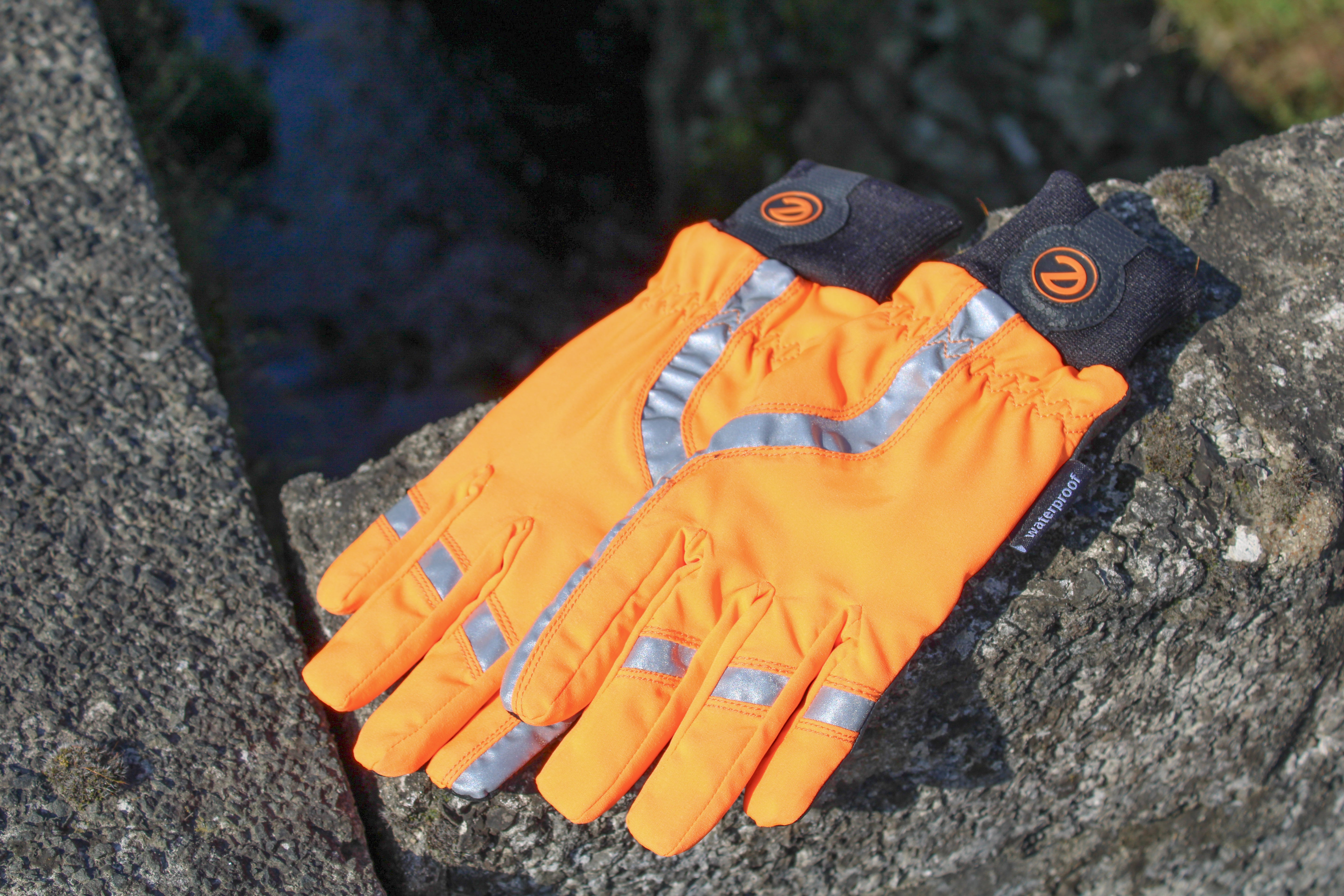 eQUEST Waterproof - Award Winning Waterproof Equestrian Riding & Yard Gloves - HiViz Reflective Orange