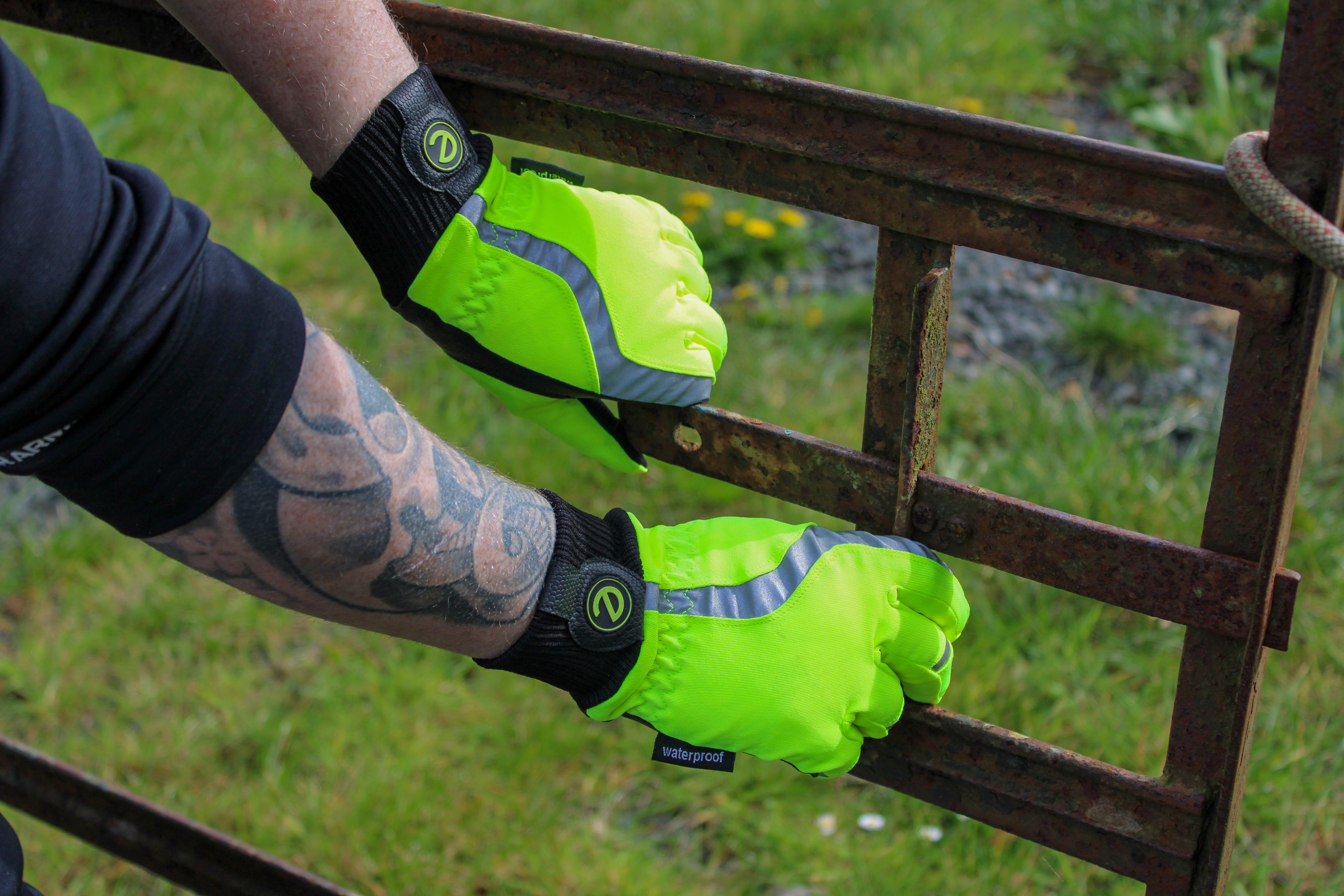 eQUEST Waterproof - Award Winning Waterproof Equestrian Riding & Yard Gloves - HiViz Reflective Yellow