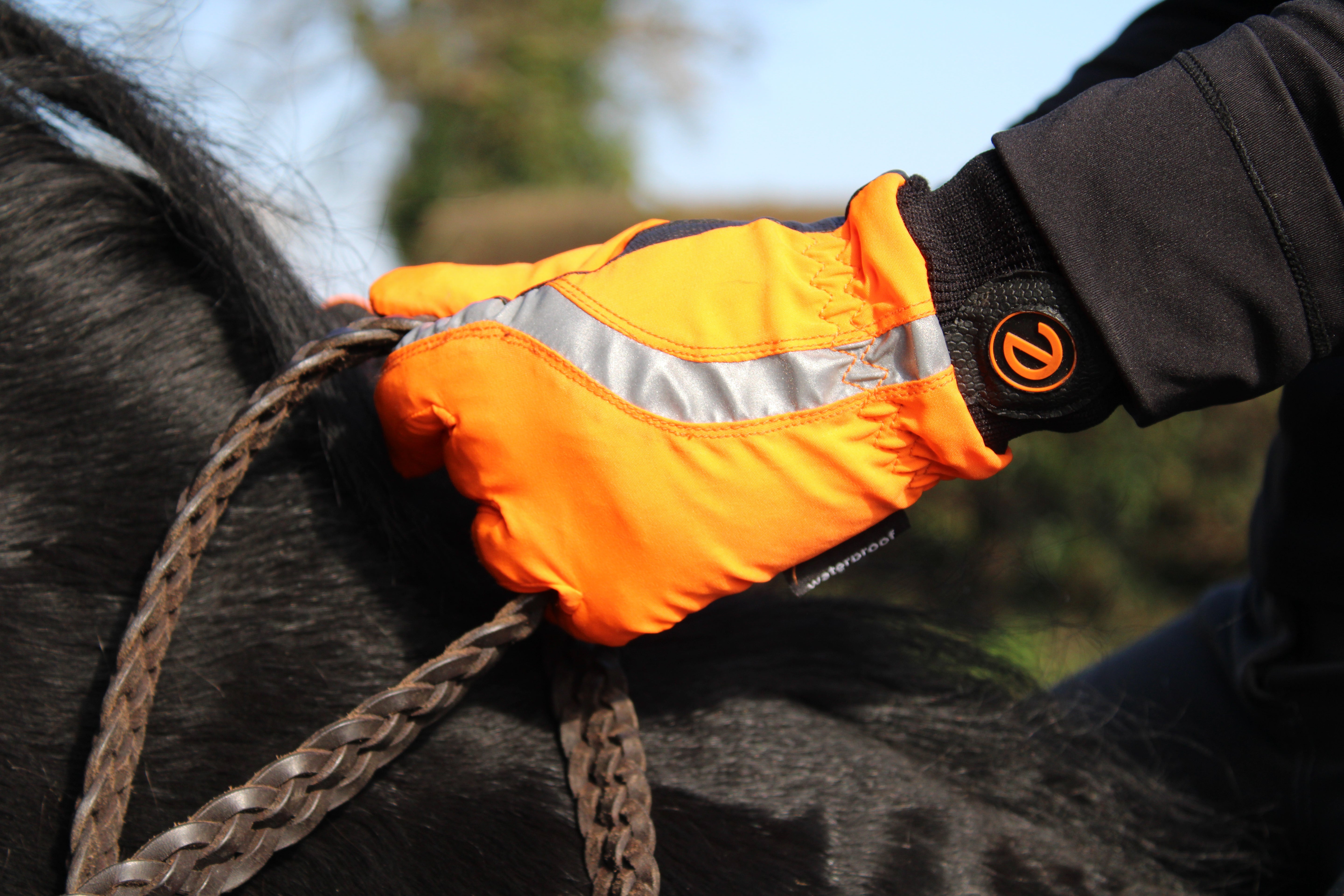 eQUEST Waterproof - Award Winning Waterproof Equestrian Riding & Yard Gloves - HiViz Reflective Orange