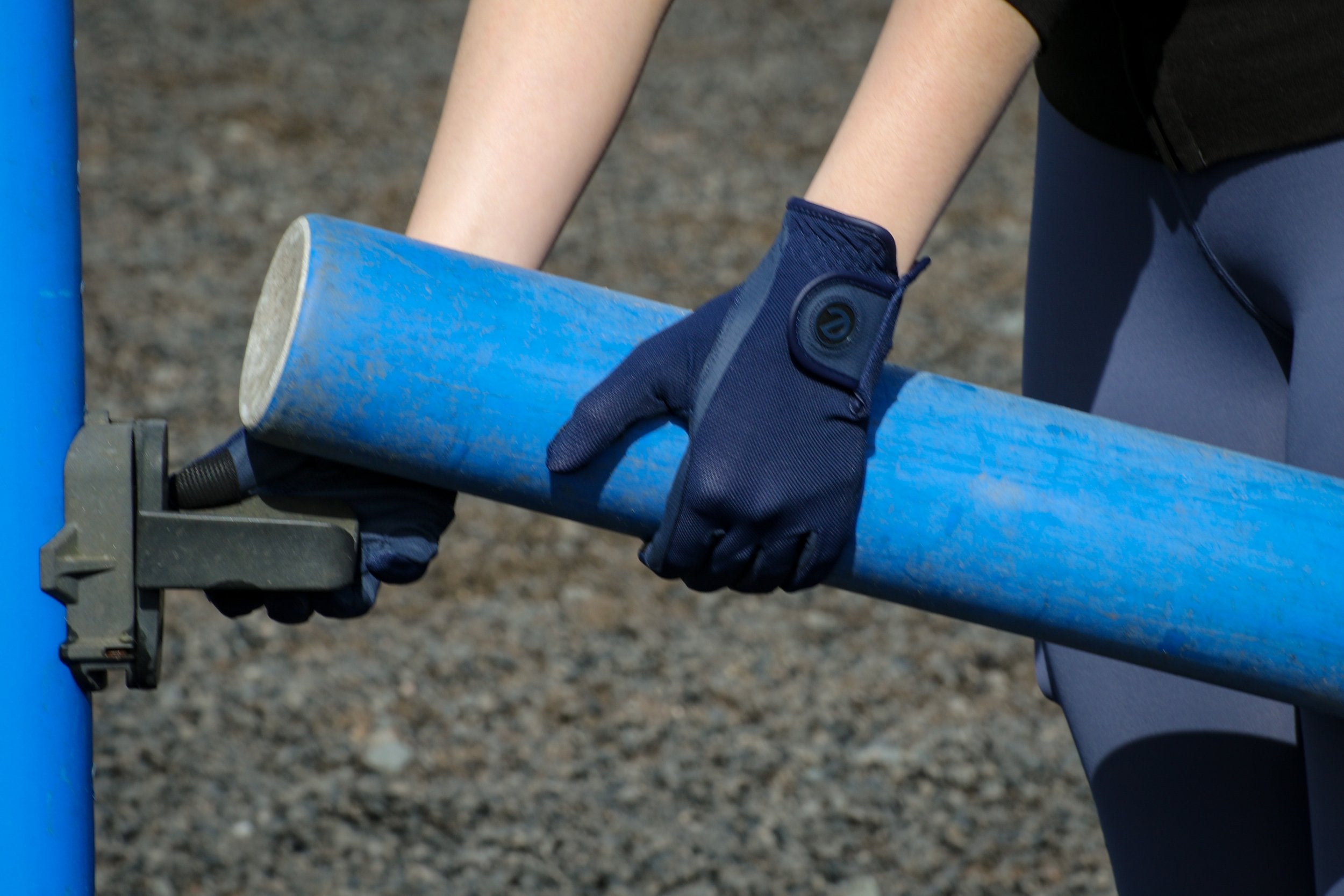 eQUEST GripPro X-LITE Lightweight Equestrian Gloves - Blue - Plain Cuff