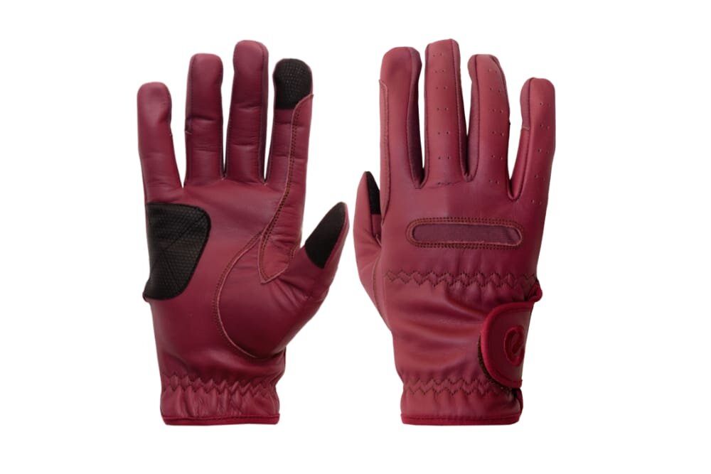 eQUEST GripPro LEATHER - Equestrian Riding Gloves - Merlot Burgundy